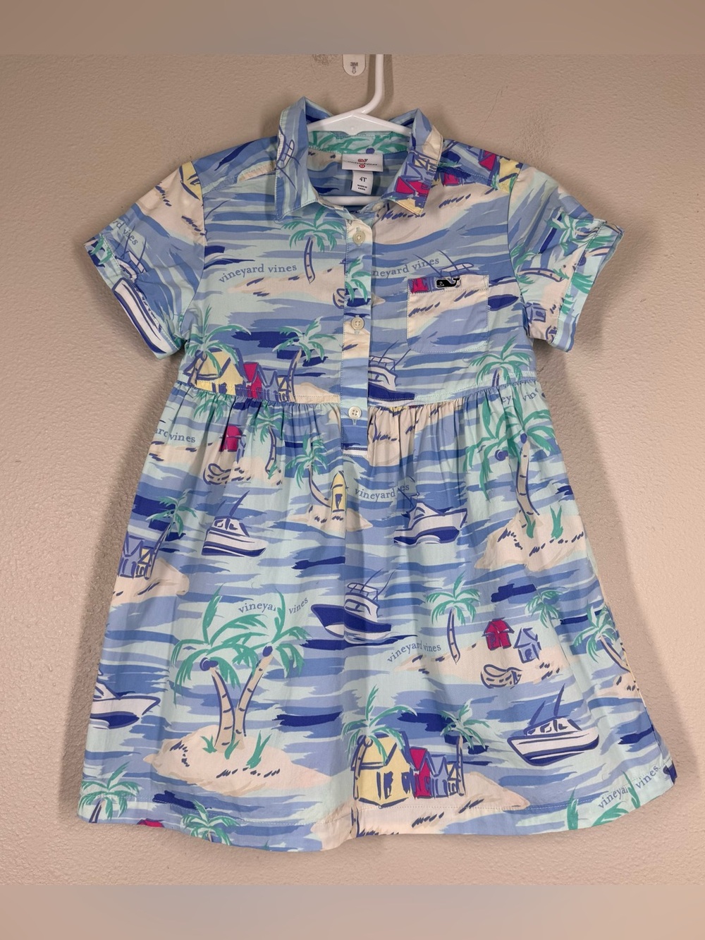 Vineyard Vines Target Dress Girls Beach Boats Island Shirtdress Cotton Preppy 4T